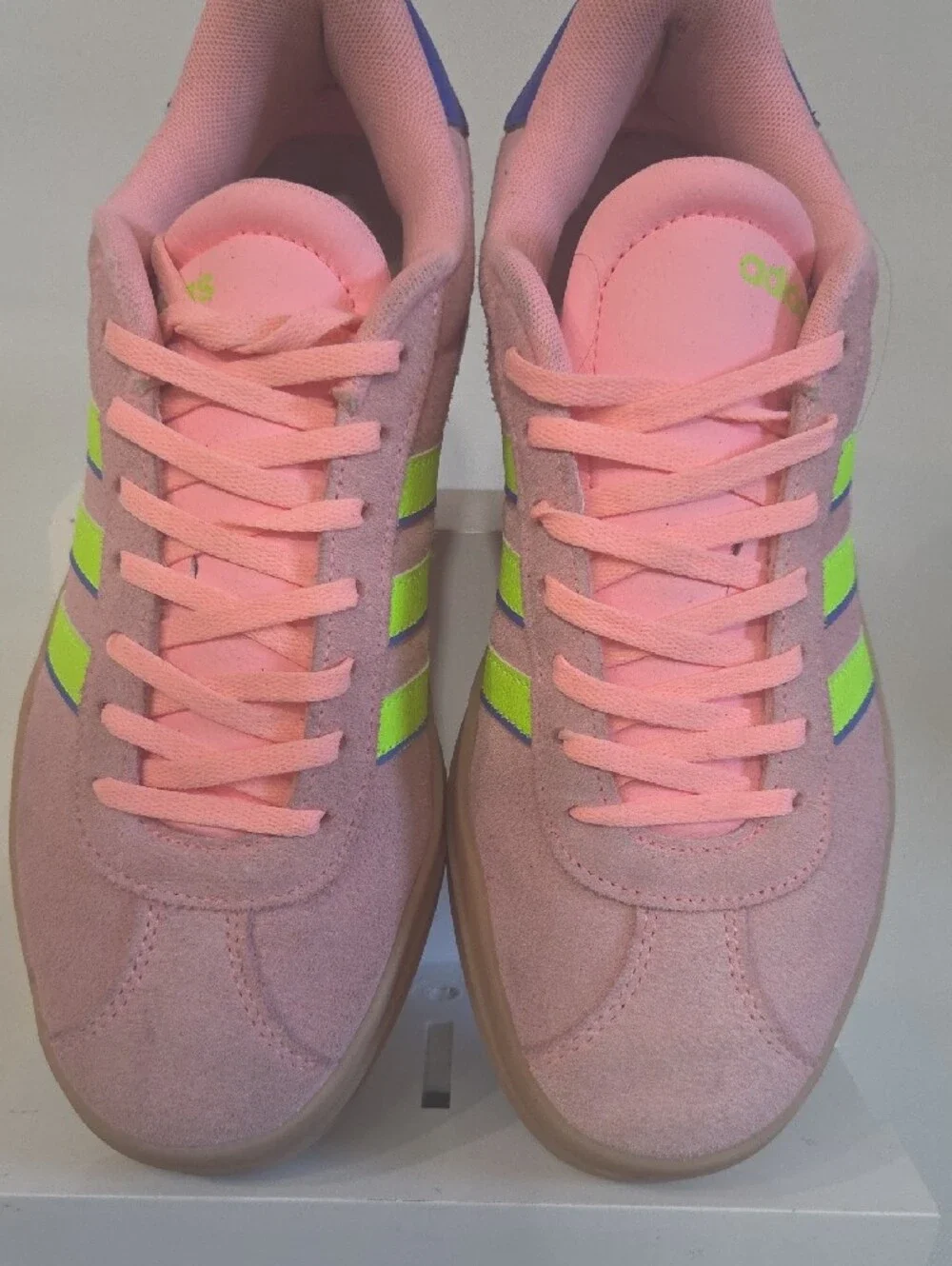 Adidas VL Court Bold Suede Platform Sneakers - Pink / Neon Size 8.5